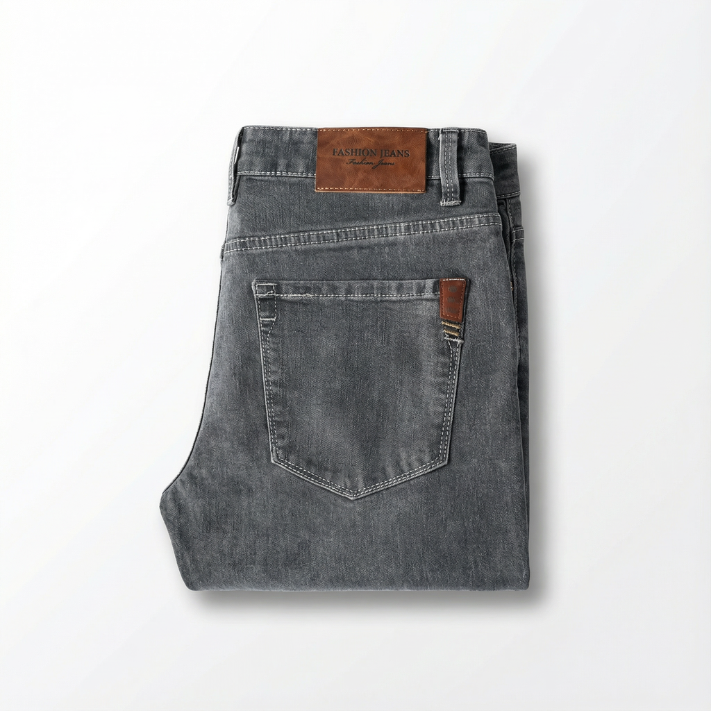 Tapered Jeans Men's Grey Denim 5-Pocket – Casual, Office Wear