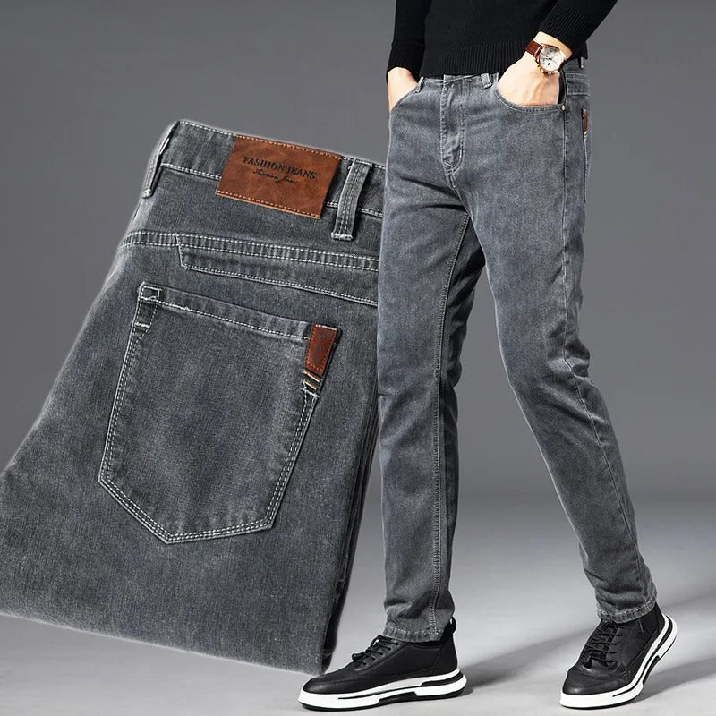 Tapered Jeans Men's Grey Denim 5-Pocket – Casual, Office Wear