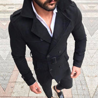 Trench Coat Men's Double-Breasted Slim Fit with Belt – Casual, Office