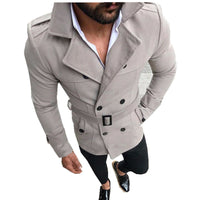 Trench Coat Men's Double-Breasted Slim Fit with Belt – Casual, Office