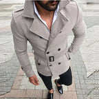 Trench Coat Men's Double-Breasted Slim Fit with Belt – Casual, Office