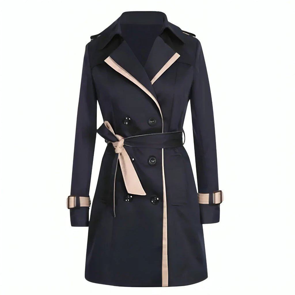 Damen Trenchcoat Khaki Doppelreiher mit Gürtel – Casual, Büro