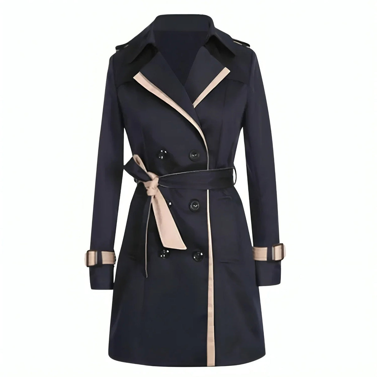 Damen Trenchcoat Khaki Doppelreiher mit Gürtel – Casual, Büro