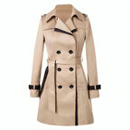 Damen Trenchcoat Khaki Doppelreiher mit Gürtel – Casual, Büro