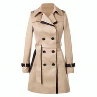 Damen Trenchcoat Khaki Doppelreiher mit Gürtel – Casual, Büro