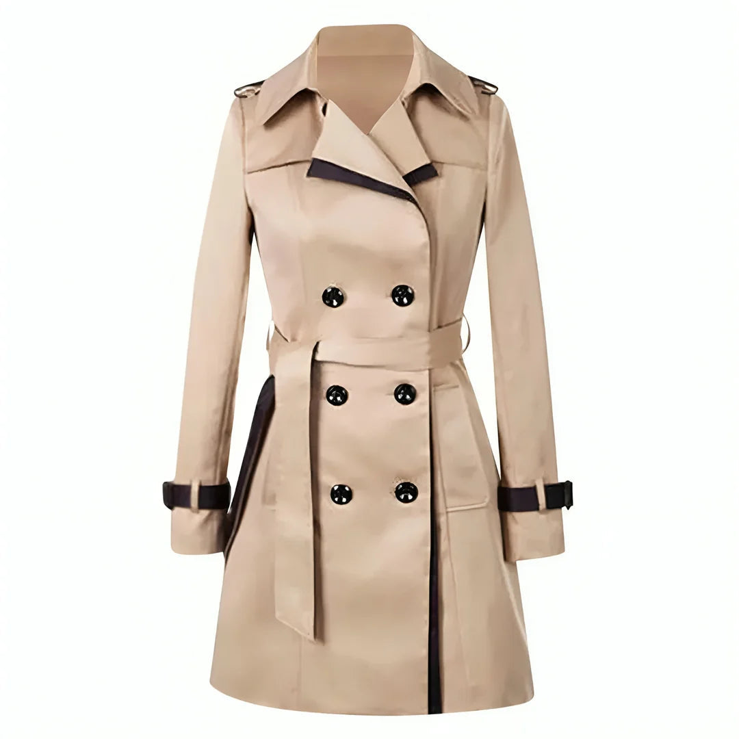 Damen Trenchcoat Khaki Doppelreiher mit Gürtel – Casual, Büro