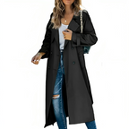 Damen Trenchcoat Lang Doppelreiher mit Revers – Casual, Büro, Geschenk