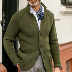 Waffle Knit Button Cardigan Men's Brown – Casual, Office