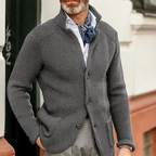 Waffle Knit Button Cardigan Men's Brown – Casual, Office