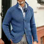 Waffle Knit Button Cardigan Men's Brown – Casual, Office