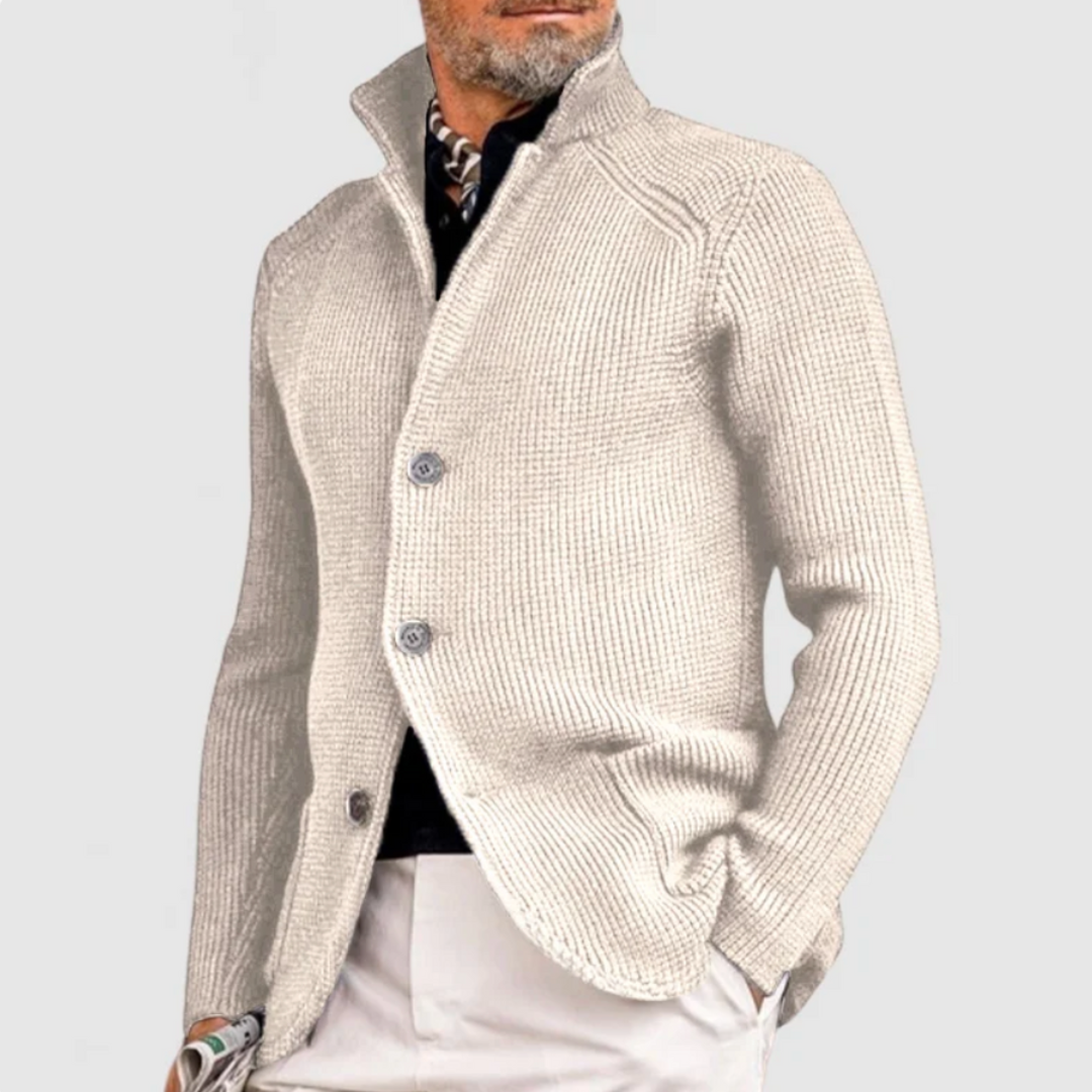 Waffle Knit Button Cardigan Men's Brown – Casual, Office