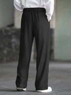 Wide-Leg Dress Pants Men's Relaxed Fit Black – Office, Casual