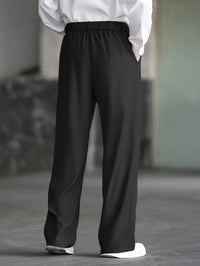 Wide-Leg Dress Pants Men's Relaxed Fit Black – Office, Casual