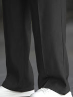 Wide-Leg Dress Pants Men's Relaxed Fit Black – Office, Casual
