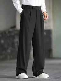 Wide-Leg Dress Pants Men's Relaxed Fit Black – Office, Casual