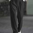 Wide-Leg Dress Pants Men's Relaxed Fit Black – Office, Casual