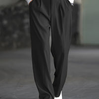 Wide-Leg Dress Pants Men's Relaxed Fit Black – Office, Casual