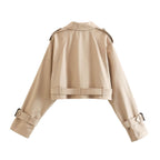 Women's Cropped Trench Coat | Belted Waist – Casual, Office
