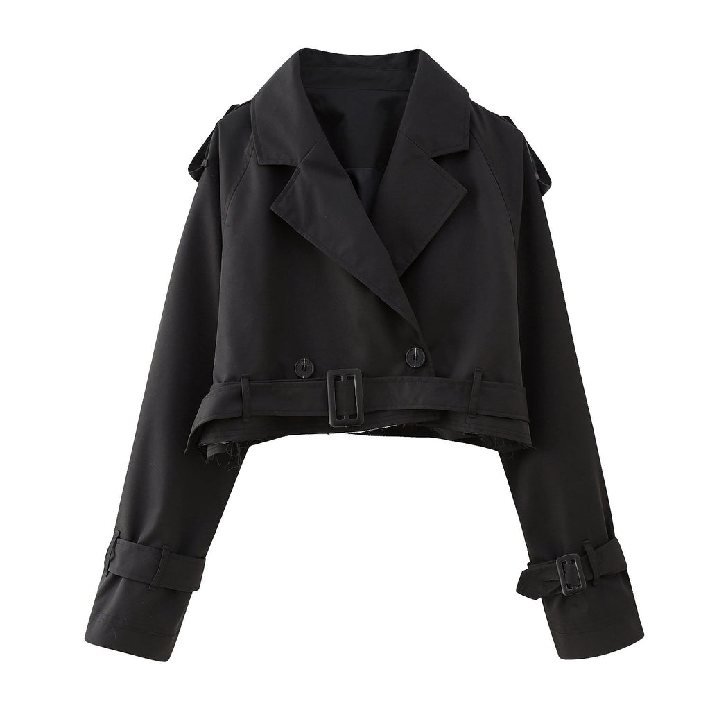 Women's Cropped Trench Coat | Belted Waist – Casual, Office