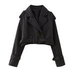 Women's Cropped Trench Coat | Belted Waist – Casual, Office