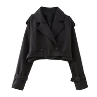 Women's Cropped Trench Coat | Belted Waist – Casual, Office