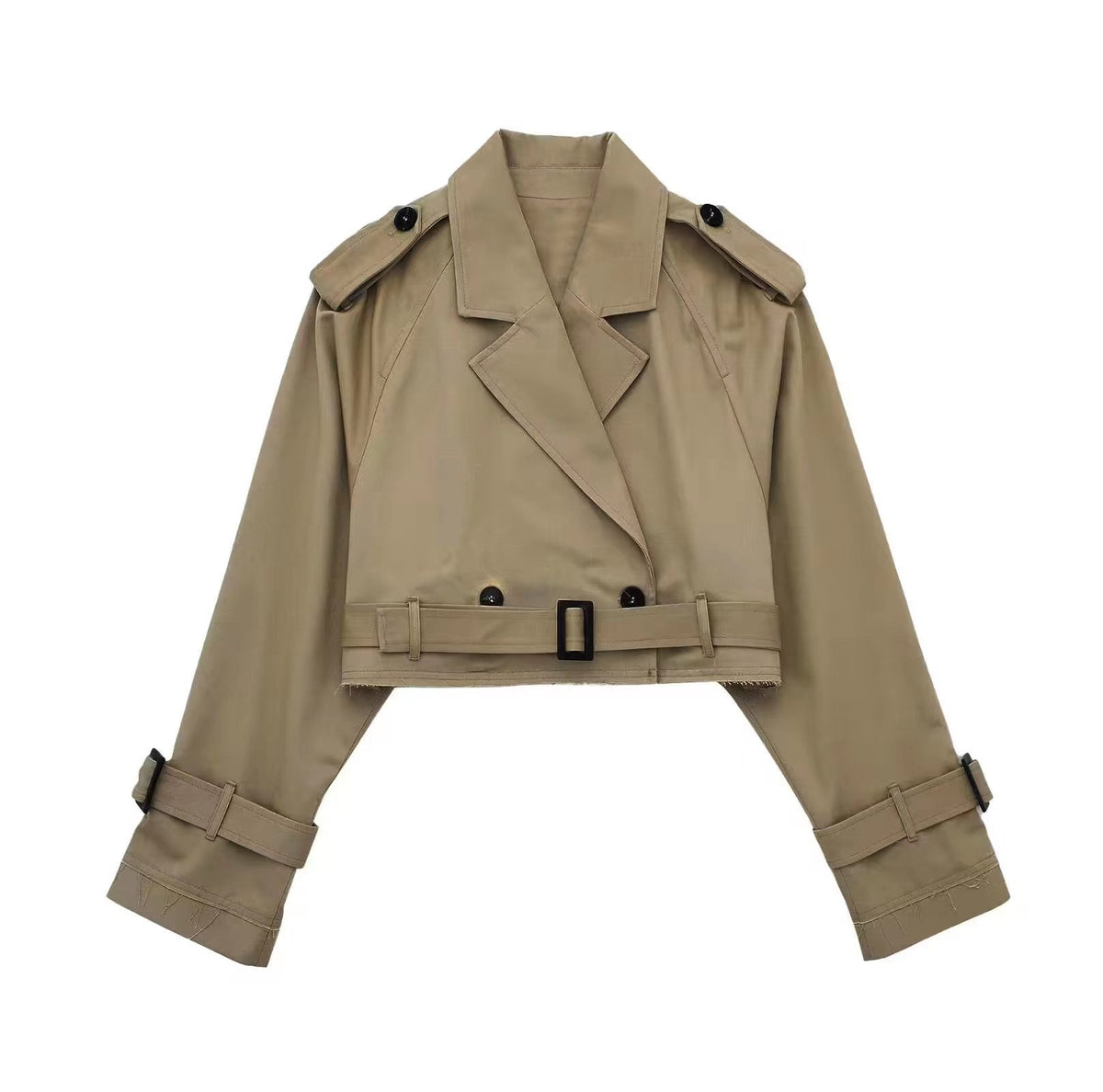 Women's Cropped Trench Coat | Belted Waist – Casual, Office