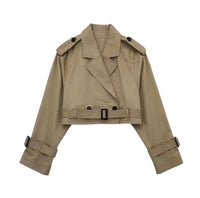 Women's Cropped Trench Coat | Belted Waist – Casual, Office