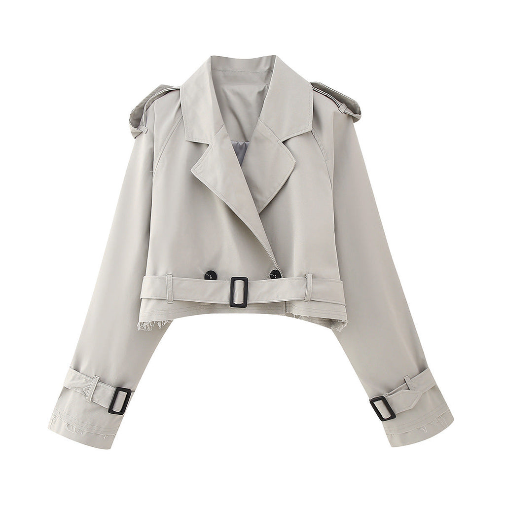 Women's Cropped Trench Coat | Belted Waist – Casual, Office