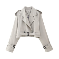 Women's Cropped Trench Coat | Belted Waist – Casual, Office