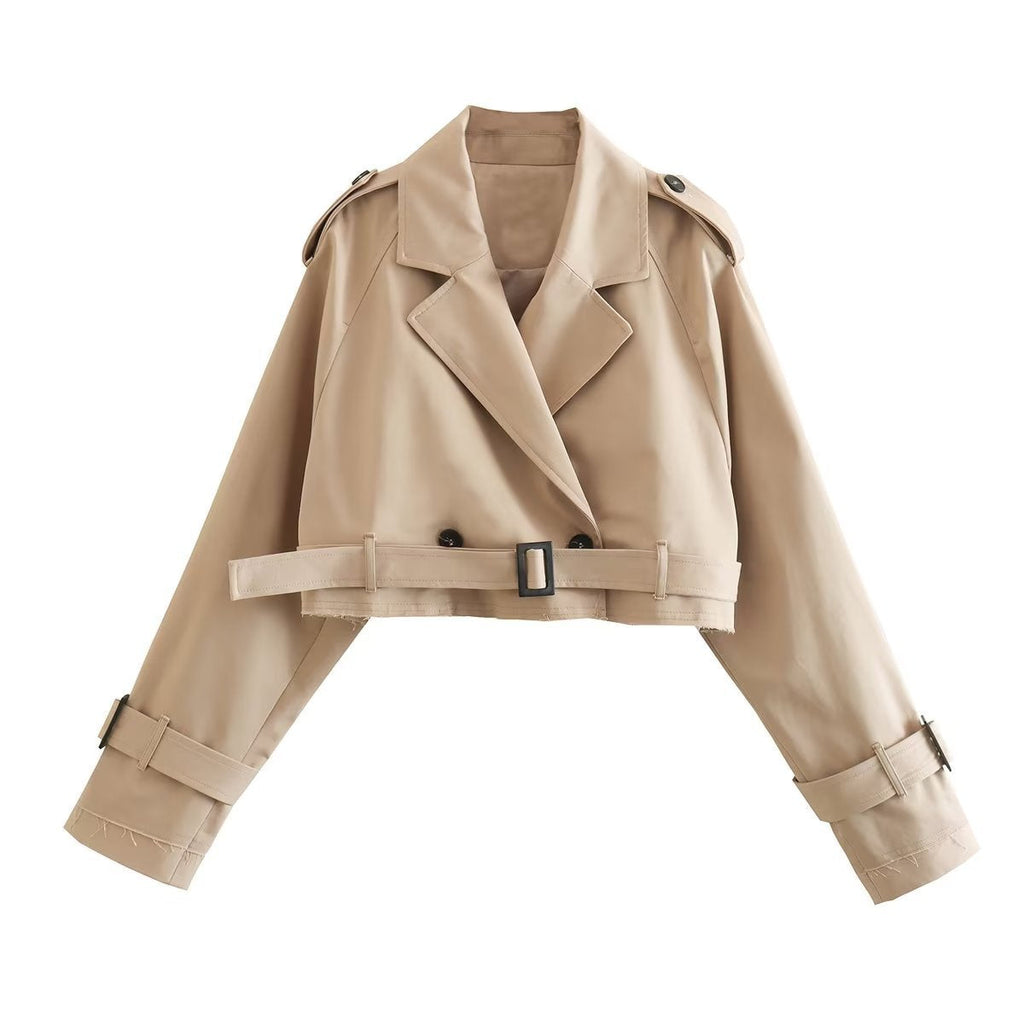 Women's Cropped Trench Coat | Belted Waist – Casual, Office