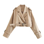 Women's Cropped Trench Coat | Belted Waist – Casual, Office