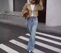 Women's Cropped Trench Coat | Double-Breasted – Casual, Office