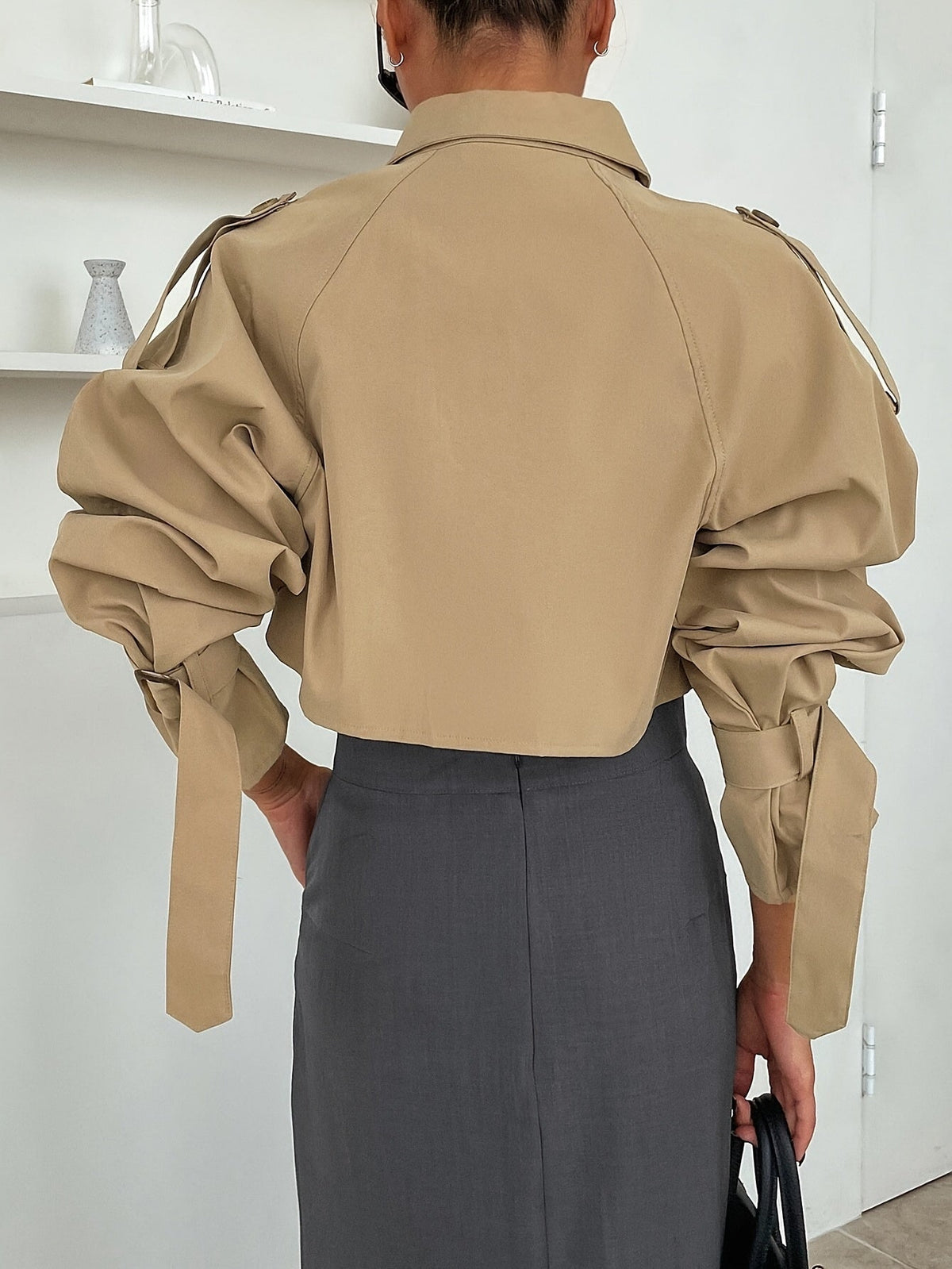 Women's Cropped Trench Jacket | Buckle Cuffs – Casual, Office