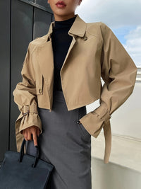 Women's Cropped Trench Jacket | Buckle Cuffs – Casual, Office