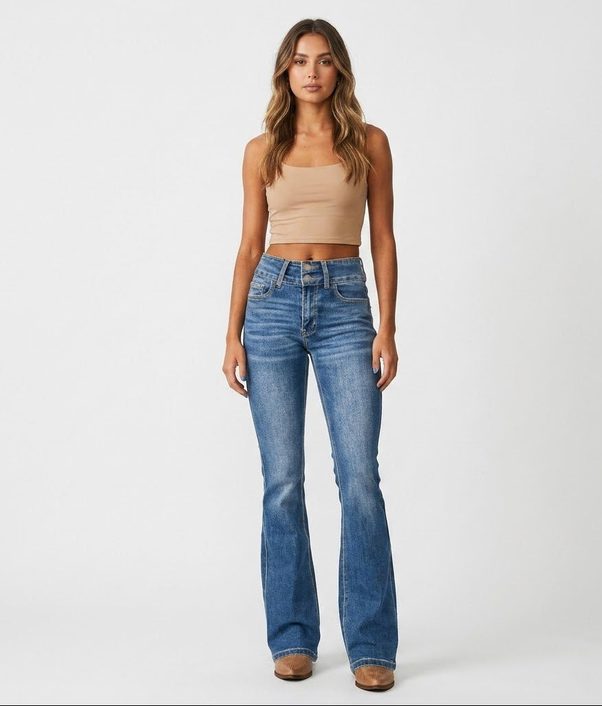 Women's Flare Jeans | Double-Button Waist – Casual Wear, Everyday Style