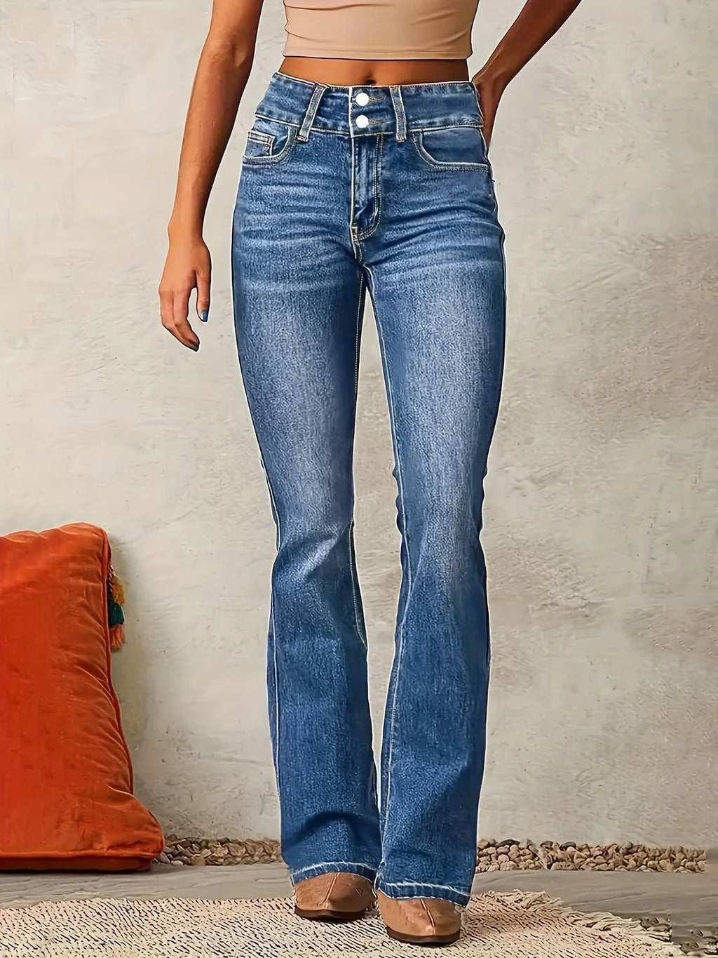 Women's Flare Jeans | Double-Button Waist – Casual Wear, Everyday Style