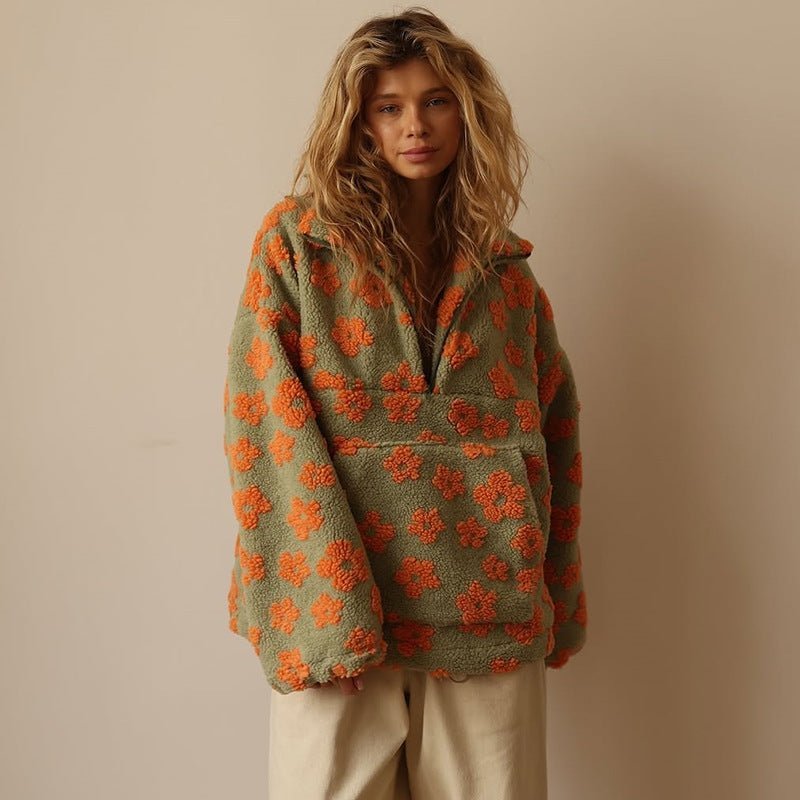 Women's Half-Zip Pullover | Floral Print – Casual Wear, Everyday Style