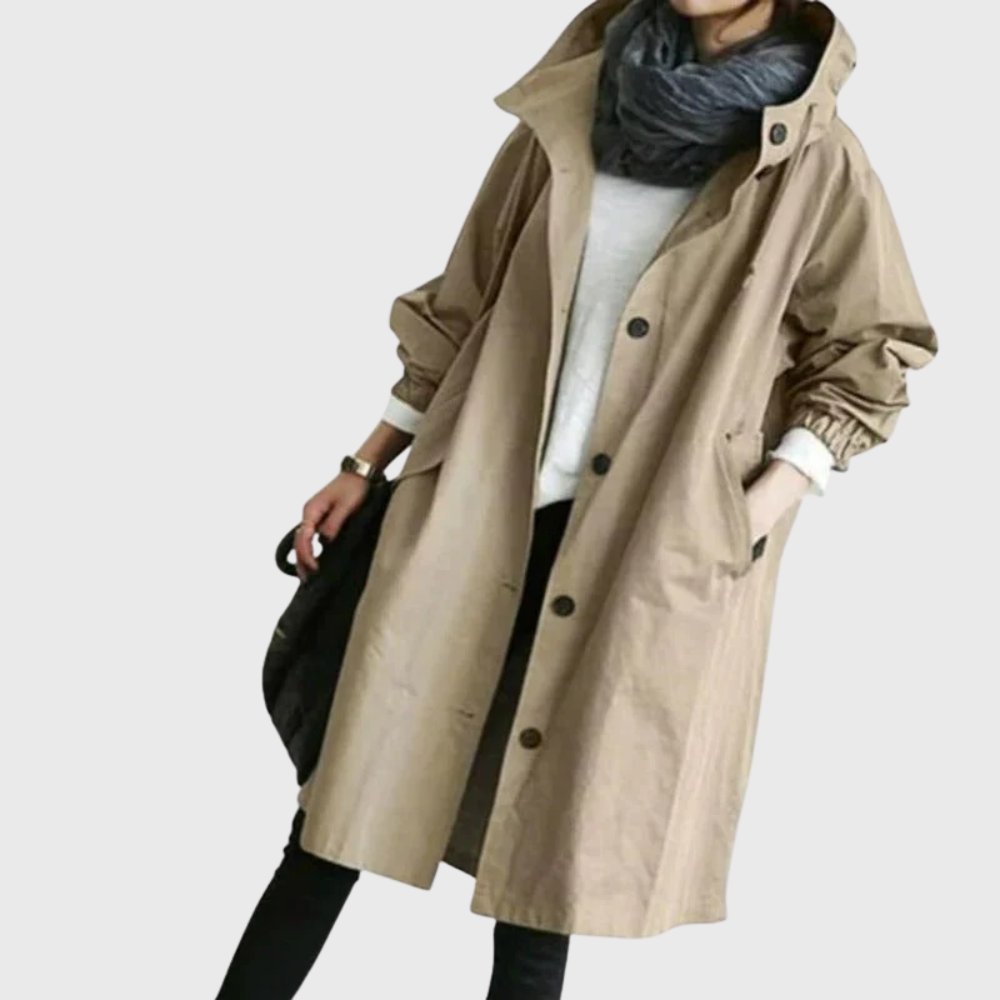 Women's Hooded Trench Coat | Button Front – Casual, Office