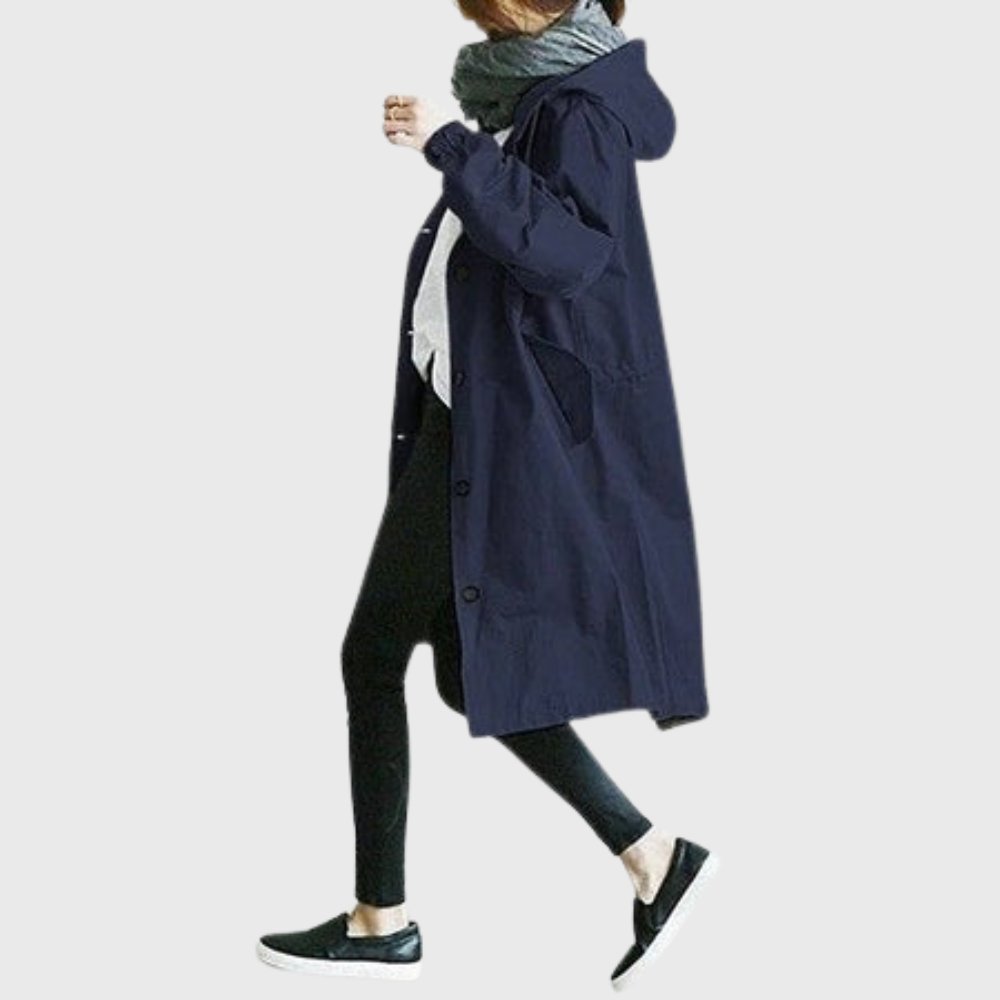 Women's Hooded Trench Coat | Button Front – Casual, Office
