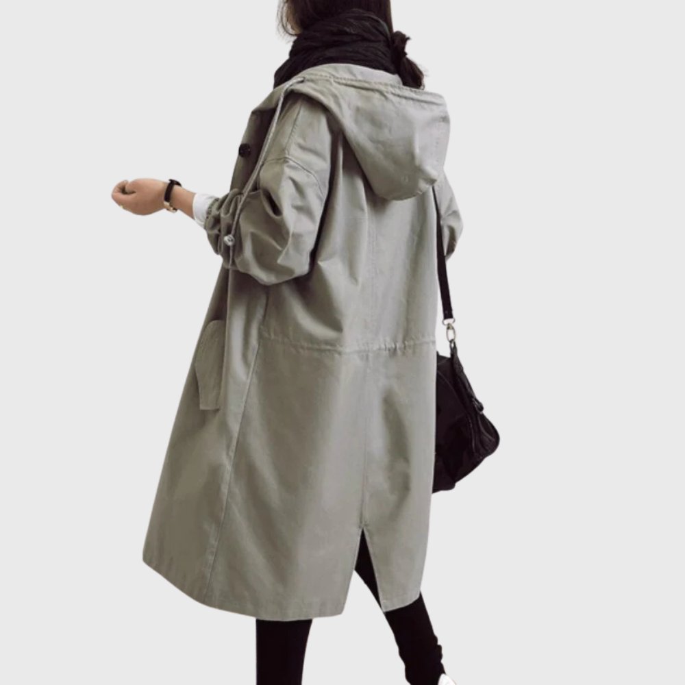 Women's Hooded Trench Coat | Button Front – Casual, Office