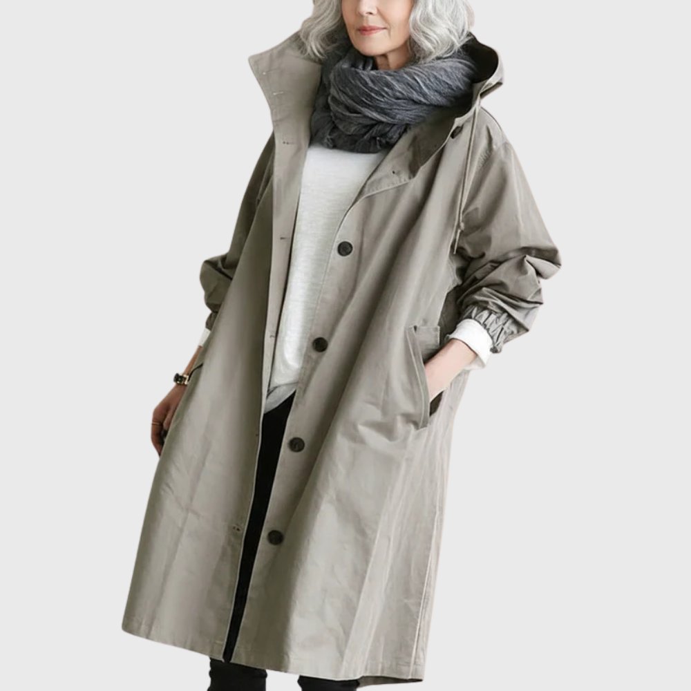 Women's Hooded Trench Coat | Button Front – Casual, Office