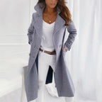 Women's Long Coat Black Lapel Collar Long Sleeve – Casual, Office