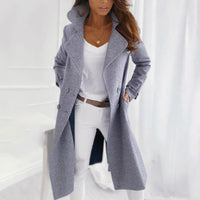 Women's Long Coat Black Lapel Collar Long Sleeve – Casual, Office