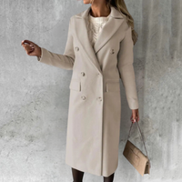 Women's Long Trench Coat Wool-Blend Double-Breasted – Office, Casual Winter Wear