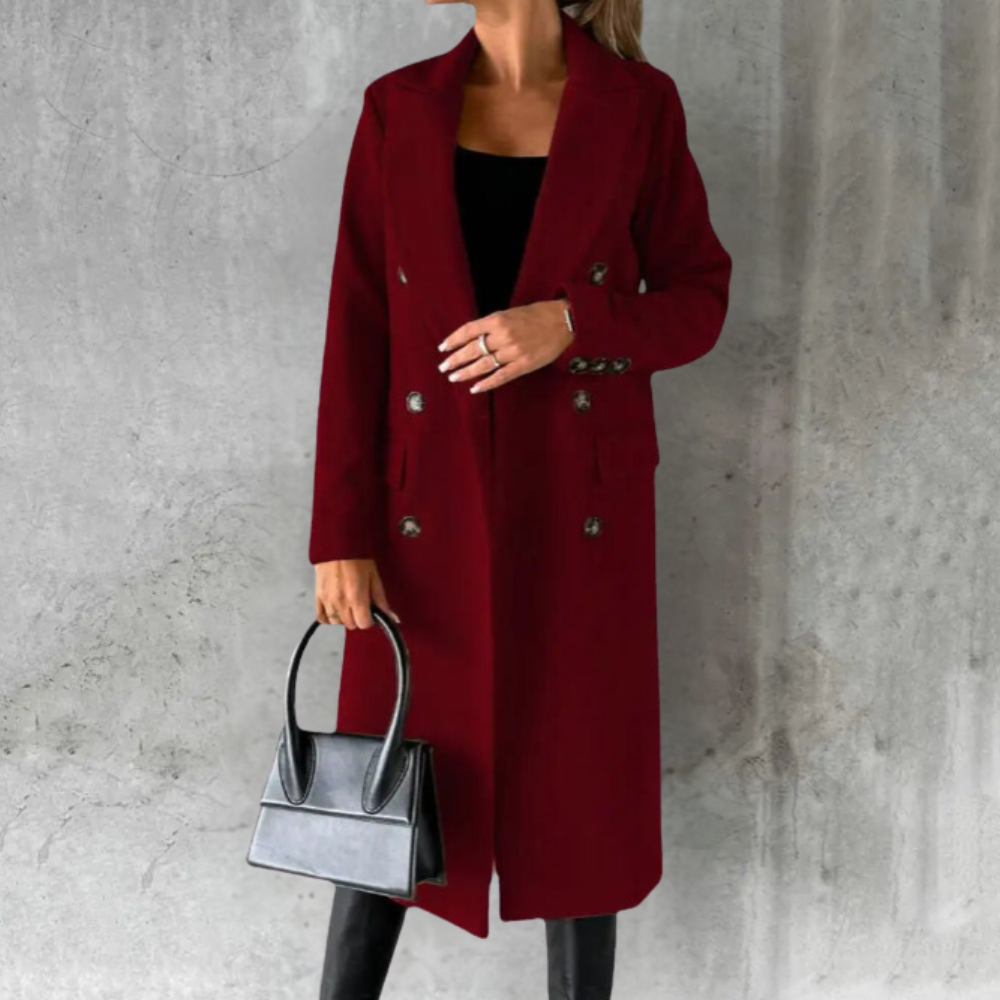 Women's Long Trench Coat Wool-Blend Double-Breasted – Office, Casual Winter Wear