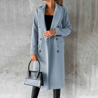 Women's Long Trench Coat Wool-Blend Double-Breasted – Office, Casual Winter Wear