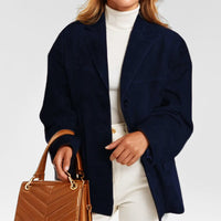 Women's Oversized Blazer with Notch Lapel – Office, Casual Wear
