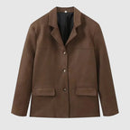 Women's Oversized Blazer with Notch Lapel – Office, Casual Wear