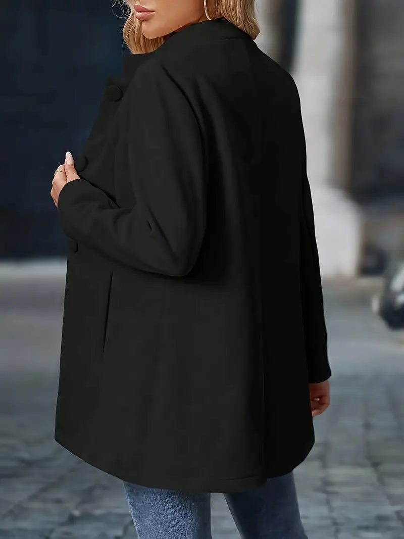 Women's Long Sleeve Stand Collar Coat – Office, Casual