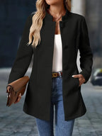 Women's Long Sleeve Stand Collar Coat – Office, Casual